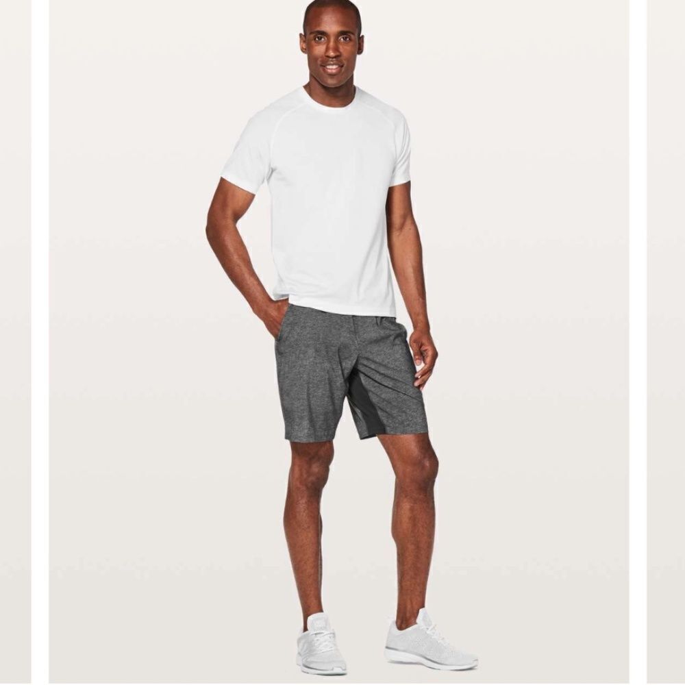 Lululemon T.H.E. Short Linerless Heathered Texture Printed Greyt Deep Coal